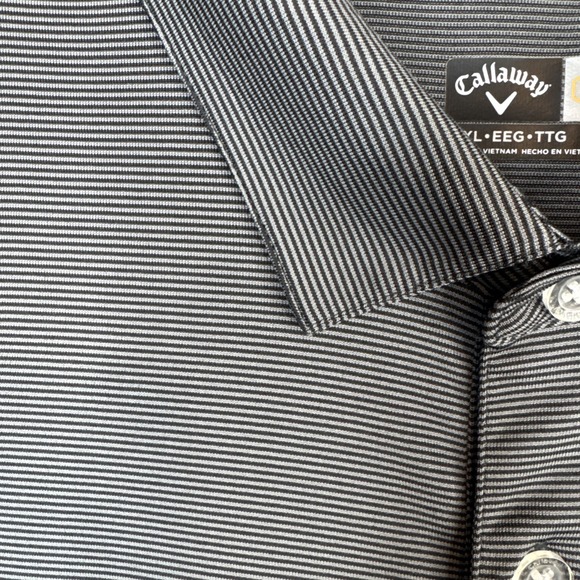 Callaway Opti-Dri Golf Polo XXL Black Gray Stripe Performance Shirt - Picture 5 of 9